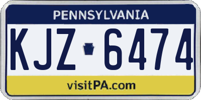 PA license plate KJZ6474