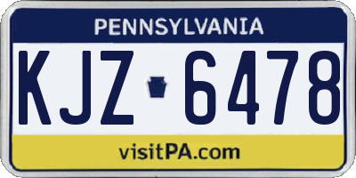 PA license plate KJZ6478