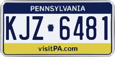 PA license plate KJZ6481