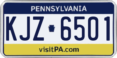 PA license plate KJZ6501