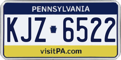 PA license plate KJZ6522