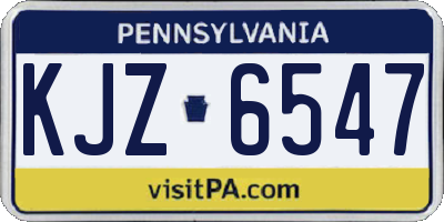 PA license plate KJZ6547