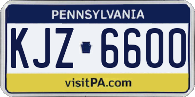 PA license plate KJZ6600