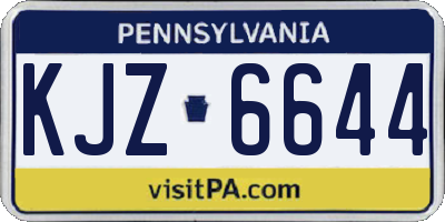 PA license plate KJZ6644