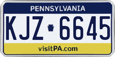 PA license plate KJZ6645