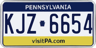 PA license plate KJZ6654