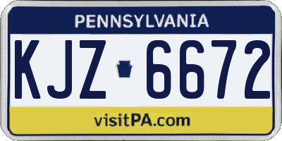 PA license plate KJZ6672