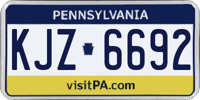 PA license plate KJZ6692