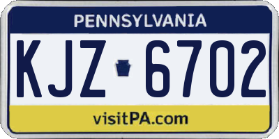 PA license plate KJZ6702