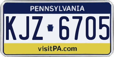 PA license plate KJZ6705