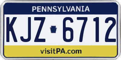PA license plate KJZ6712