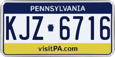 PA license plate KJZ6716
