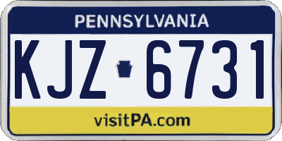 PA license plate KJZ6731