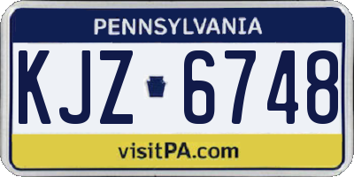 PA license plate KJZ6748
