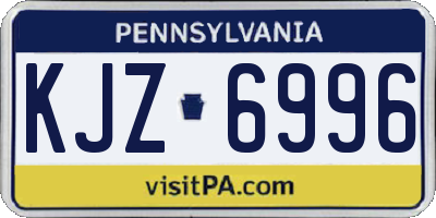 PA license plate KJZ6996