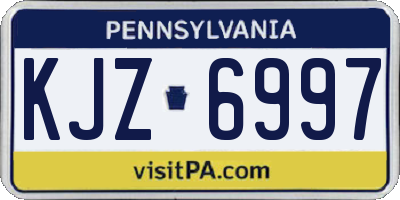 PA license plate KJZ6997