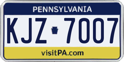 PA license plate KJZ7007
