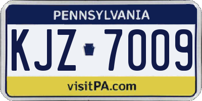PA license plate KJZ7009