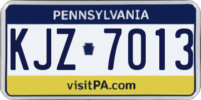 PA license plate KJZ7013