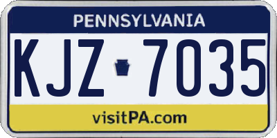 PA license plate KJZ7035