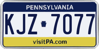 PA license plate KJZ7077