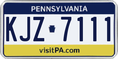 PA license plate KJZ7111