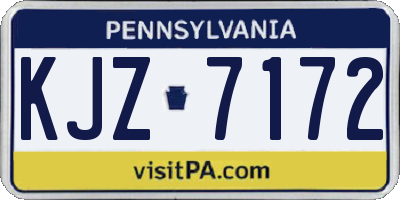 PA license plate KJZ7172
