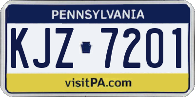 PA license plate KJZ7201
