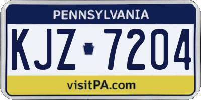 PA license plate KJZ7204