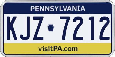PA license plate KJZ7212