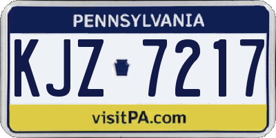 PA license plate KJZ7217