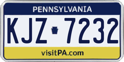 PA license plate KJZ7232