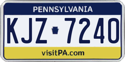 PA license plate KJZ7240