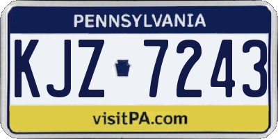 PA license plate KJZ7243