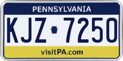 PA license plate KJZ7250