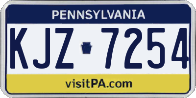 PA license plate KJZ7254
