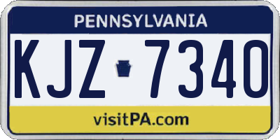 PA license plate KJZ7340