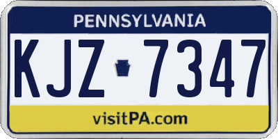 PA license plate KJZ7347