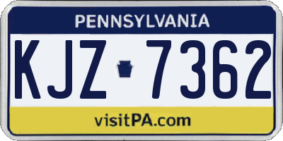 PA license plate KJZ7362