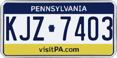 PA license plate KJZ7403
