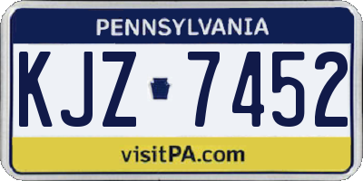 PA license plate KJZ7452