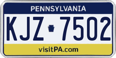 PA license plate KJZ7502