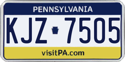 PA license plate KJZ7505