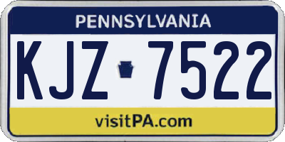 PA license plate KJZ7522