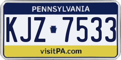 PA license plate KJZ7533