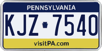 PA license plate KJZ7540