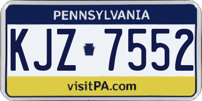 PA license plate KJZ7552