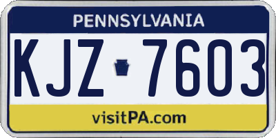 PA license plate KJZ7603