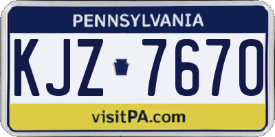 PA license plate KJZ7670