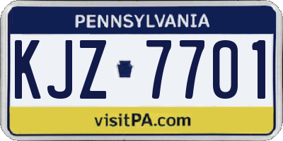 PA license plate KJZ7701